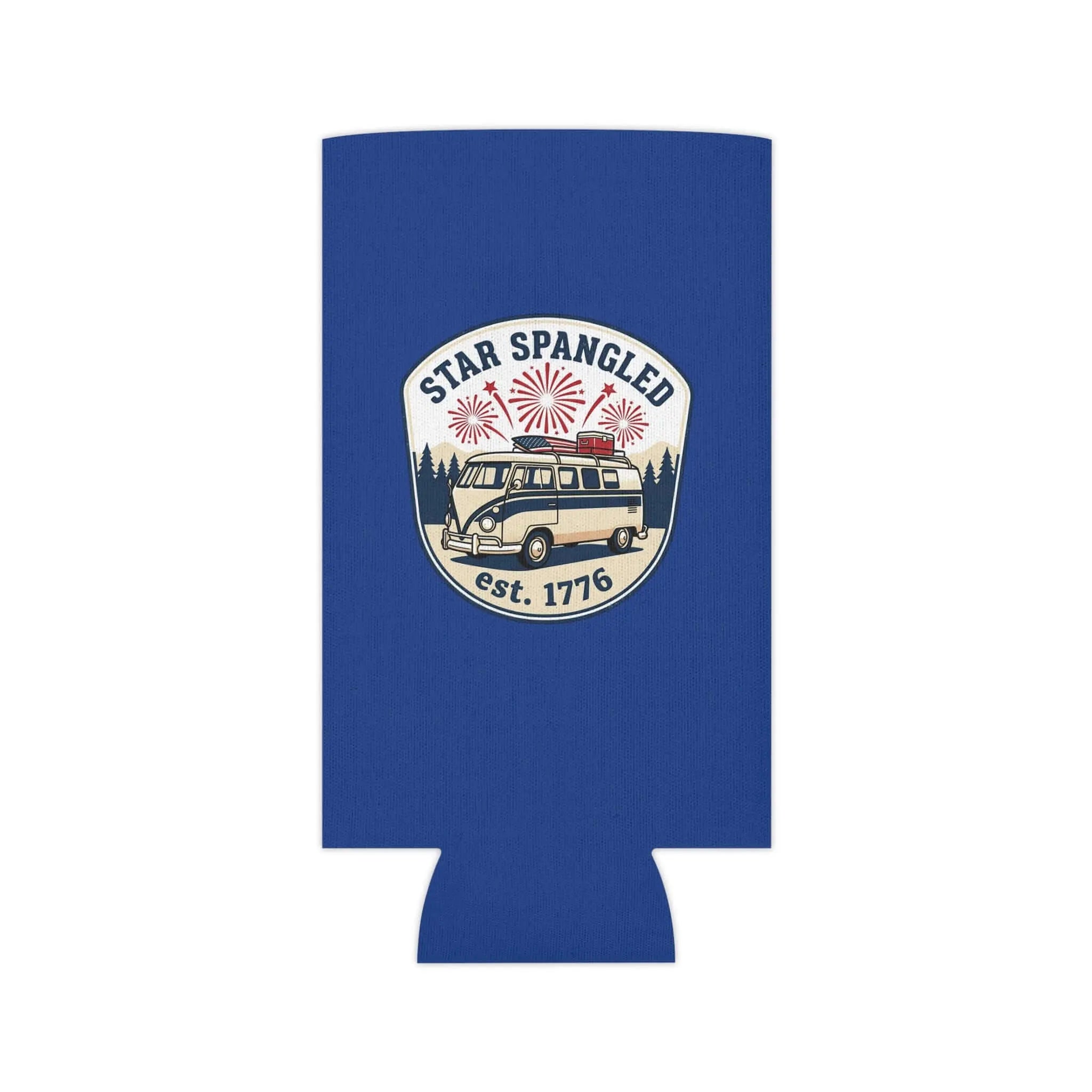 Star-Spangled Van Can Koozie – Patriotic 1776 RV Beer Cooler Printify
